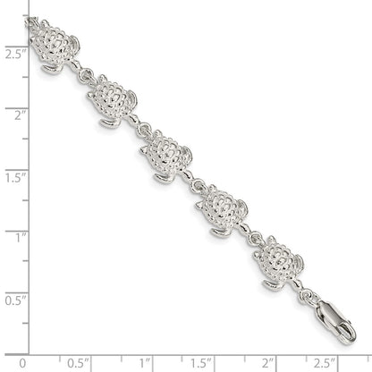 7 Inch Sterling Silver Sea Turtles Bracelet
