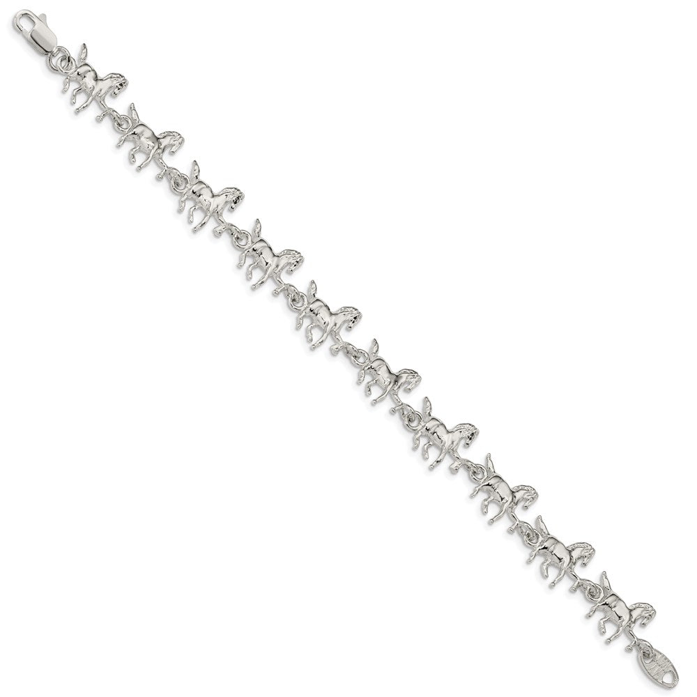 7 Inch Sterling Silver Horses Bracelet