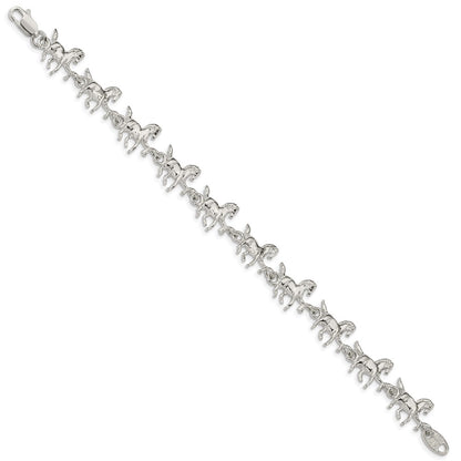 7 Inch Sterling Silver Horses Bracelet