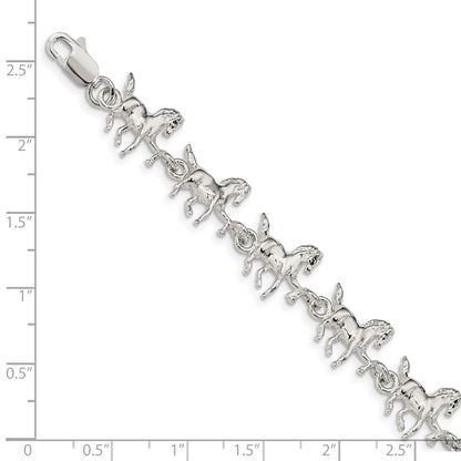 7 Inch Sterling Silver Horses Bracelet