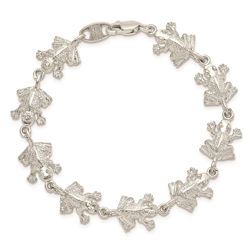 7 Inch Sterling Silver Frogs Bracelet