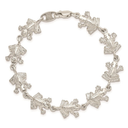 7 Inch Sterling Silver Frogs Bracelet