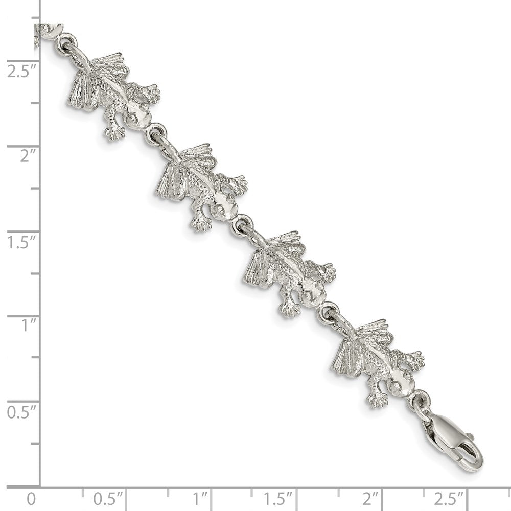 7 Inch Sterling Silver Frogs Bracelet