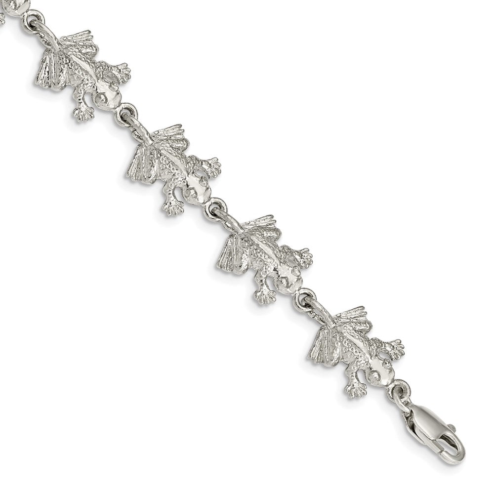 7 Inch Sterling Silver Frogs Bracelet