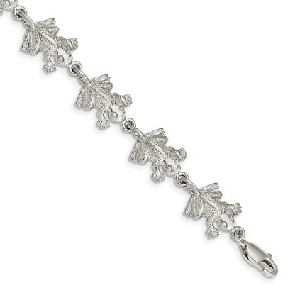 7 Inch Sterling Silver Frogs Bracelet