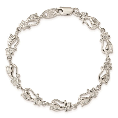 8 Inch Sterling Silver Cats Bracelet