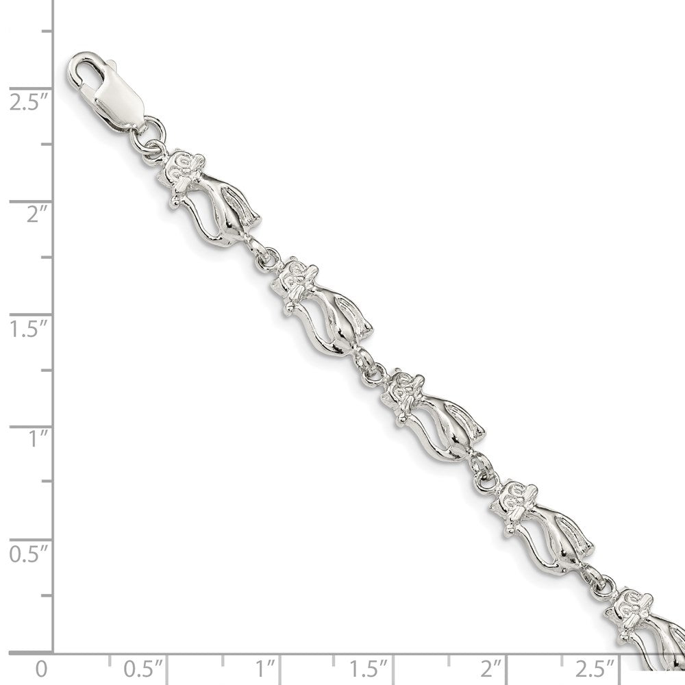 7 Inch Sterling Silver Cats Bracelet