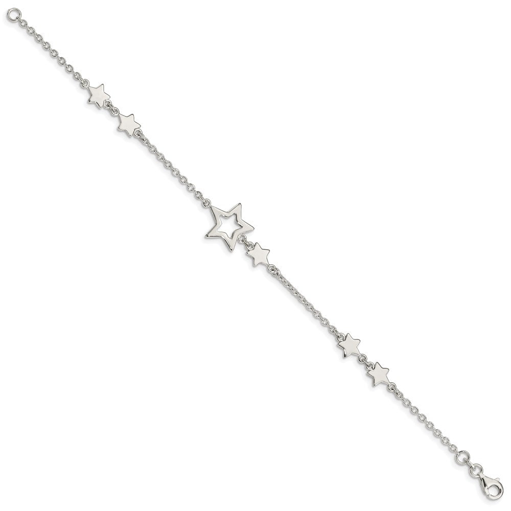 7.5 Inch Sterling Silver Star Bracelet