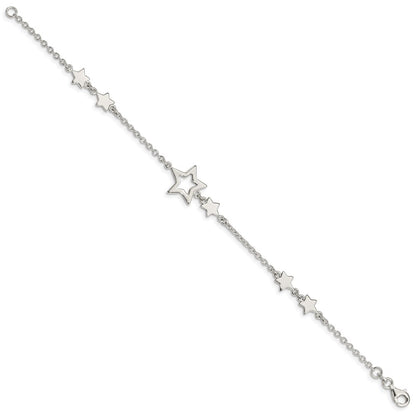 7.5 Inch Sterling Silver Star Bracelet