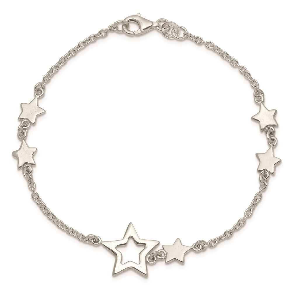 7.5 Inch Sterling Silver Star Bracelet