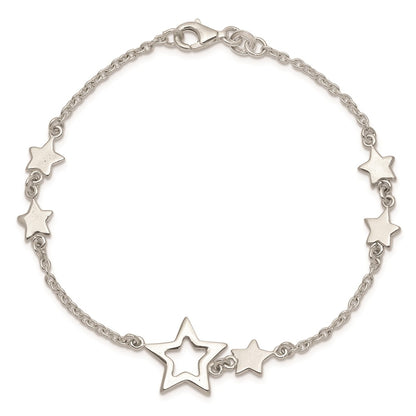 7.5 Inch Sterling Silver Star Bracelet