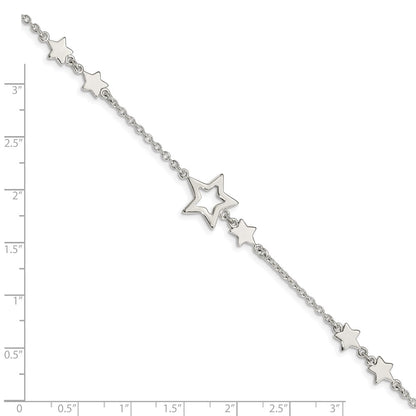 7.5 Inch Sterling Silver Star Bracelet