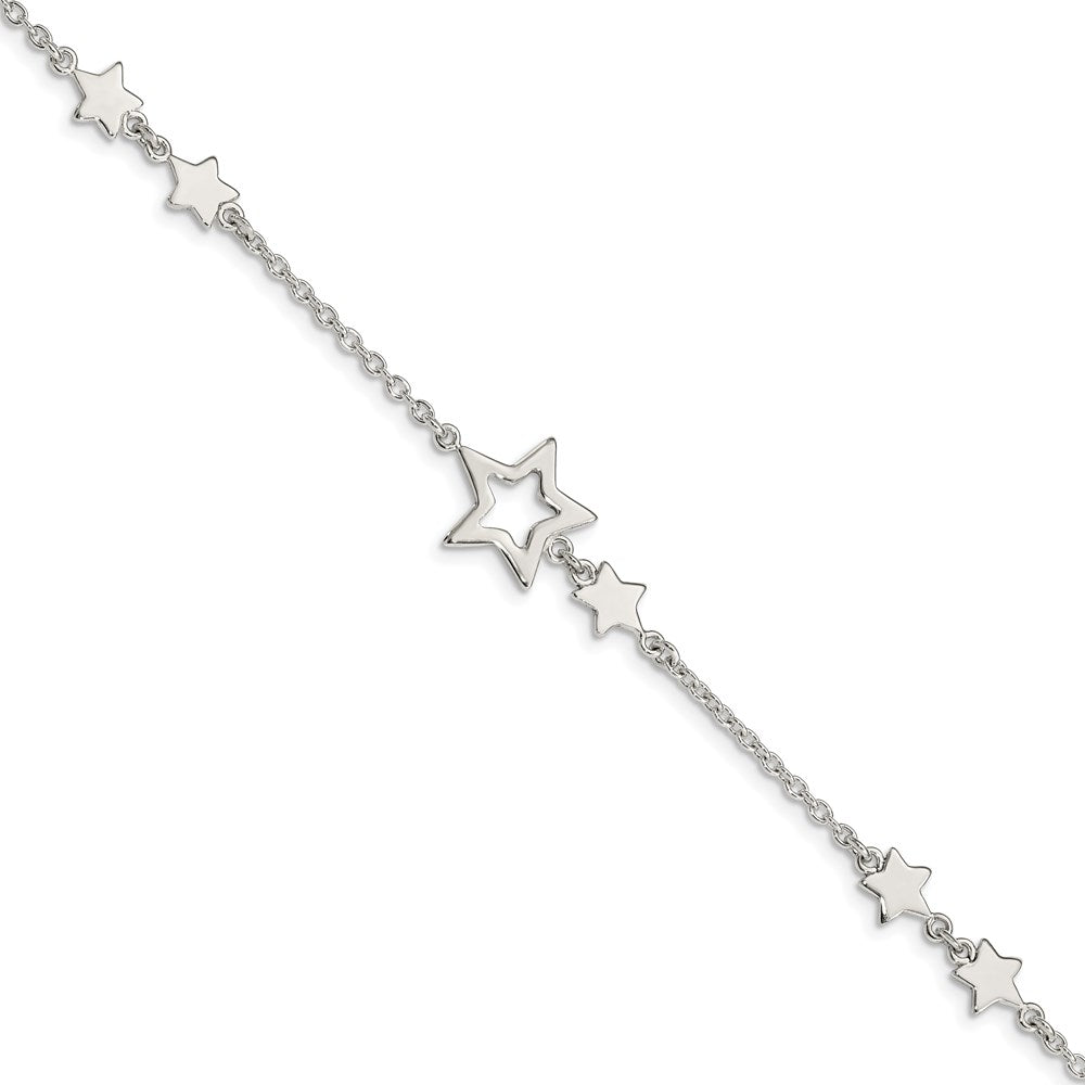 7.5 Inch Sterling Silver Star Bracelet