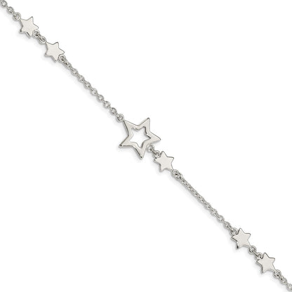 7.5 Inch Sterling Silver Star Bracelet