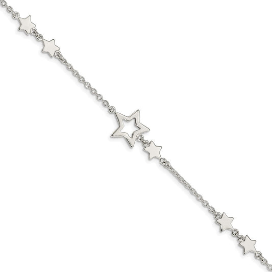 7.5 Inch Sterling Silver Star Bracelet