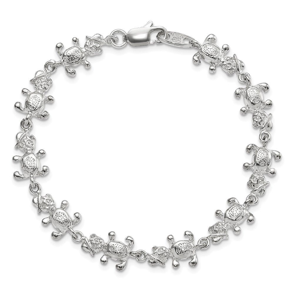 7 Inch Sterling Silver Polished Bears With Hats Bracelet