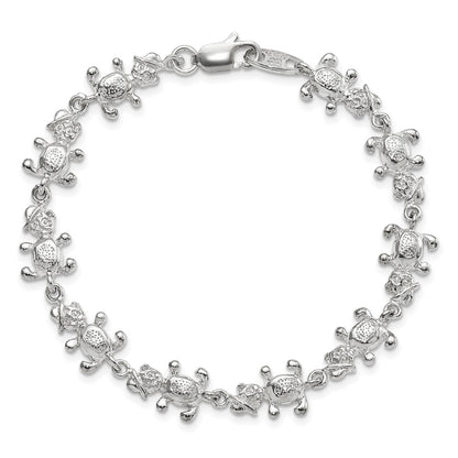 7 Inch Sterling Silver Polished Bears With Hats Bracelet