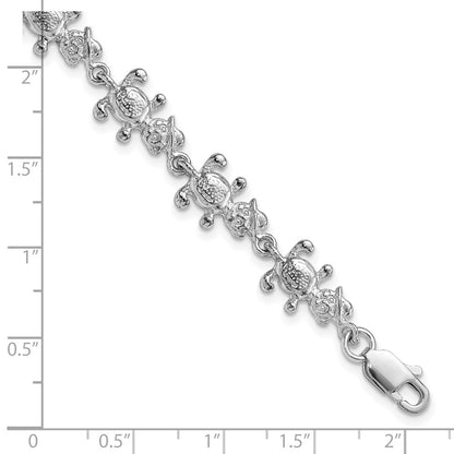 7 Inch Sterling Silver Polished Bears With Hats Bracelet