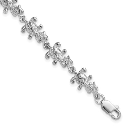 7 Inch Sterling Silver Polished Bears With Hats Bracelet