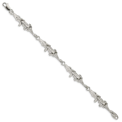 7 Inch Sterling Silver Alligator Bracelet