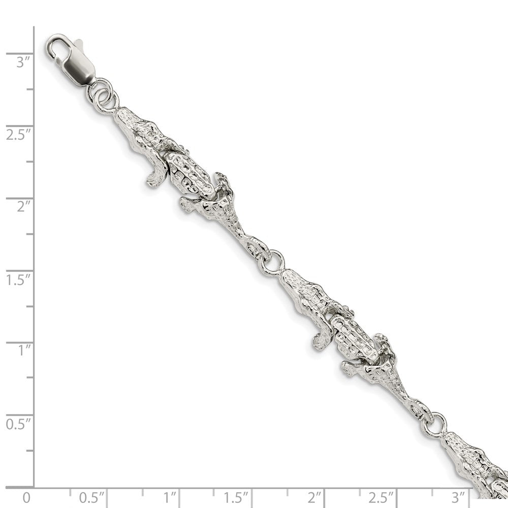 7 Inch Sterling Silver Alligator Bracelet