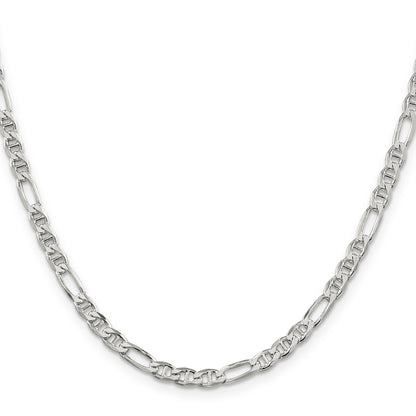 30 Inch Sterling Silver 3.75mm Figaro Anchor Chain Necklace