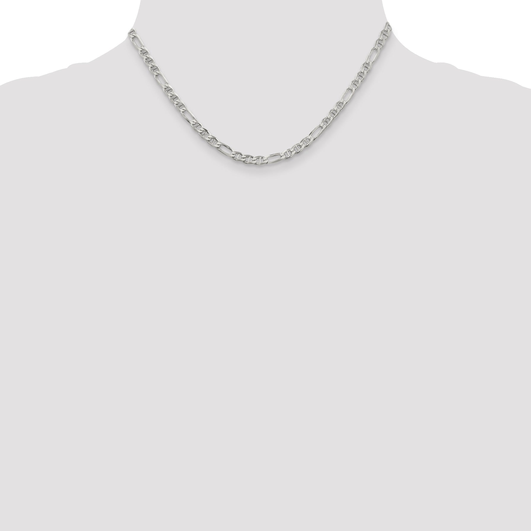 16 Inch Sterling Silver 3.75mm Figaro Anchor Chain Necklace