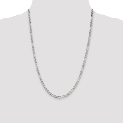 24 Inch Sterling Silver 3.75mm Figaro Anchor Chain Necklace