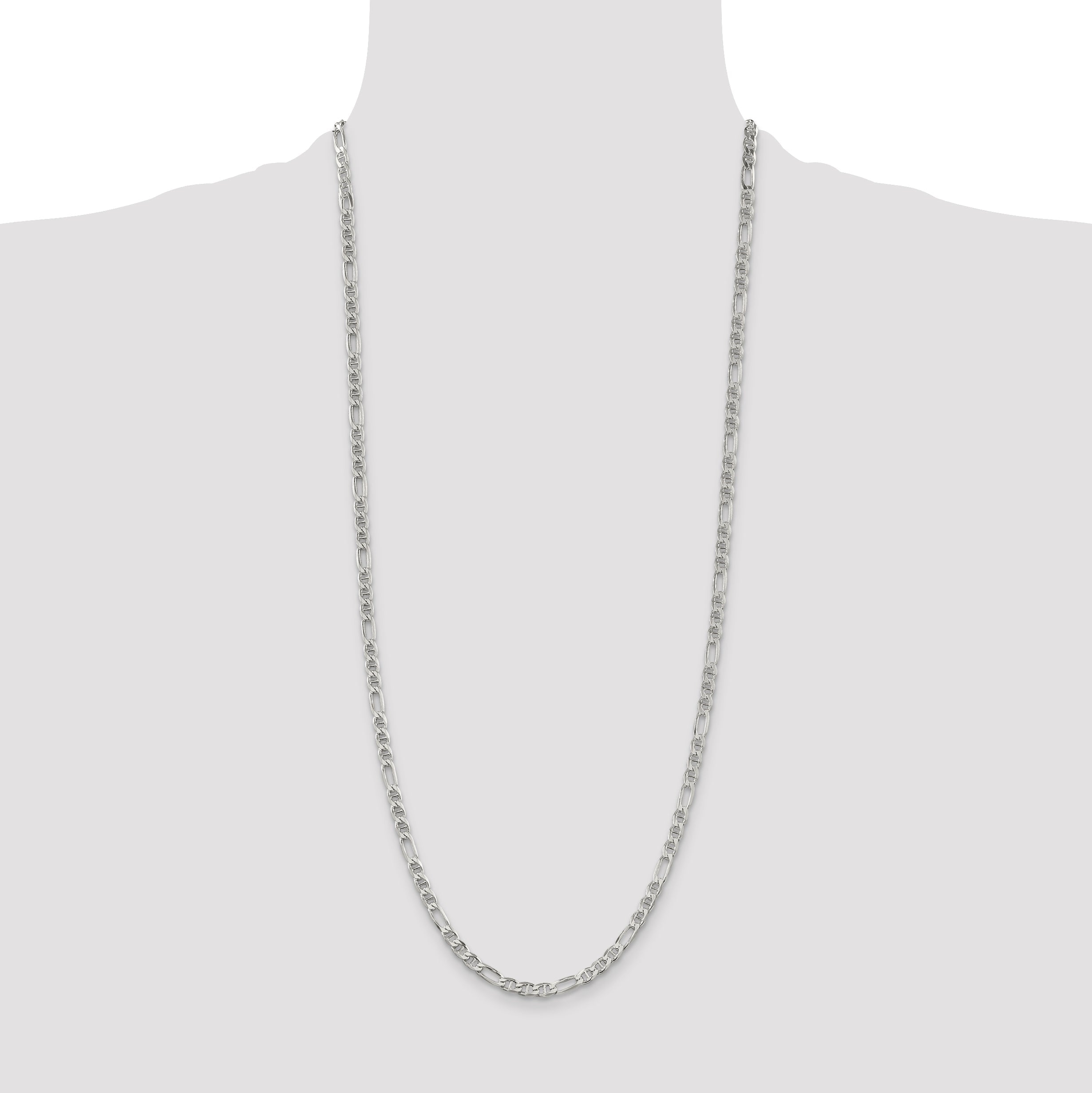30 Inch Sterling Silver 3.75mm Figaro Anchor Chain Necklace