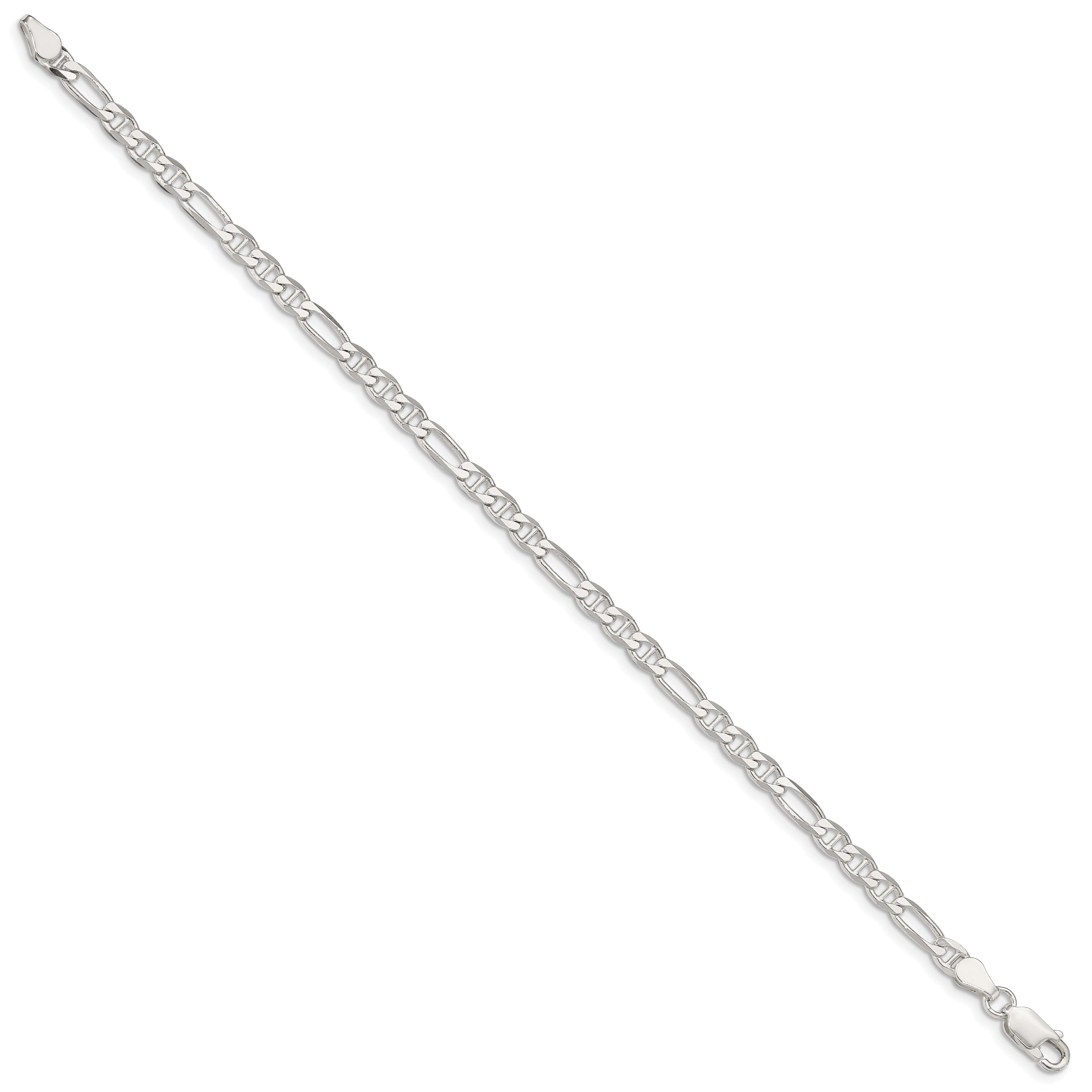 7 Inch Sterling Silver 3.75mm Figaro Anchor Chain Bracelet