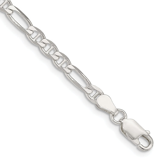 8 Inch Sterling Silver 3.75mm Figaro Anchor Chain Bracelet