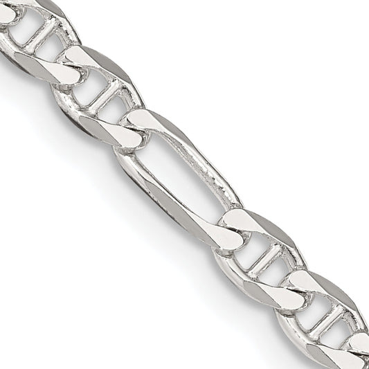 22 Inch Sterling Silver 3.75mm Figaro Anchor Chain Necklace
