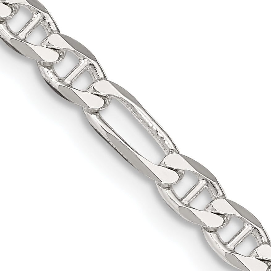 26 Inch Sterling Silver 3.75mm Figaro Anchor Chain Necklace