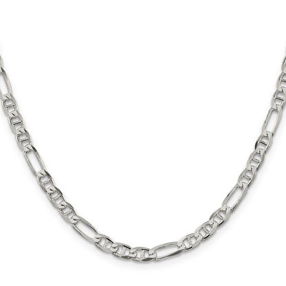 22 Inch Sterling Silver 4.5mm Figaro Anchor Chain Necklace
