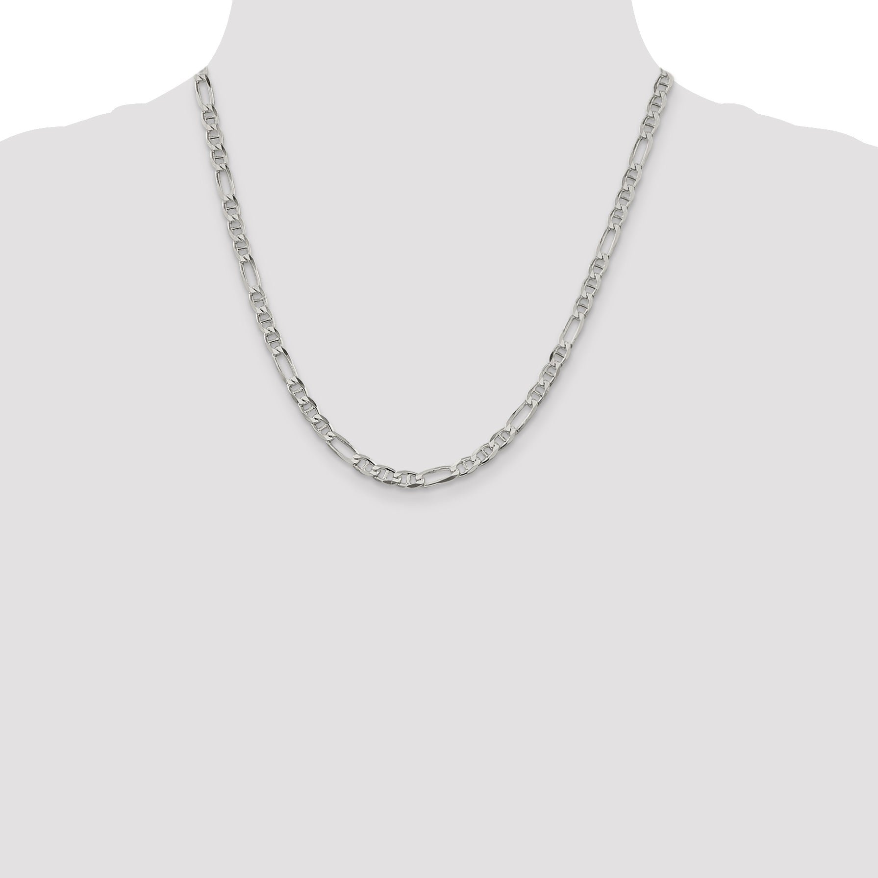 20 Inch Sterling Silver 4.5mm Figaro Anchor Chain Necklace