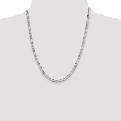 22 Inch Sterling Silver 4.5mm Figaro Anchor Chain Necklace