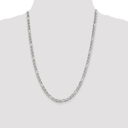 24 Inch Sterling Silver 4.5mm Figaro Anchor Chain Necklace