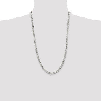 26 Inch Sterling Silver 4.5mm Figaro Anchor Chain Necklace