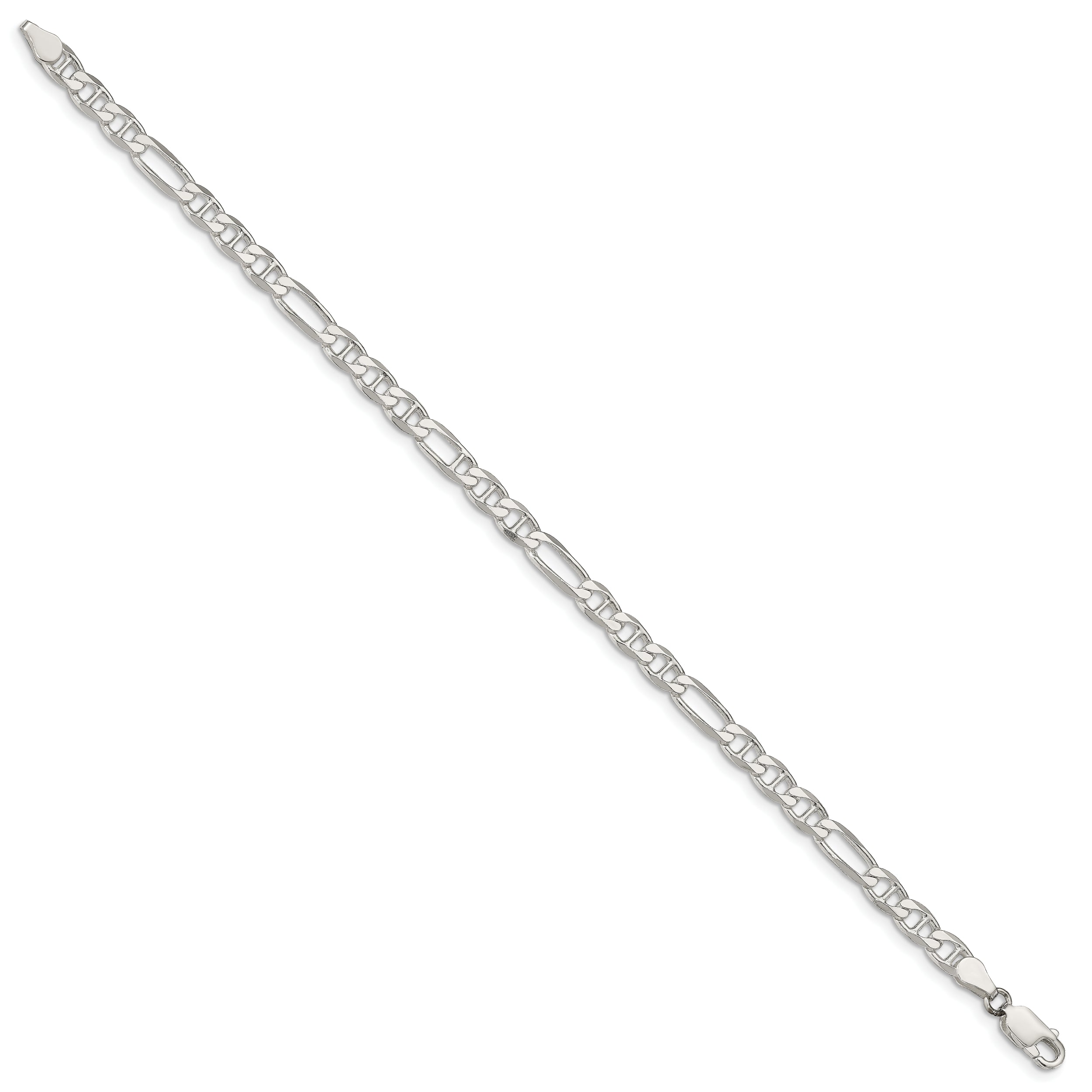 7 Inch Sterling Silver 4.5mm Figaro Anchor Chain Bracelet
