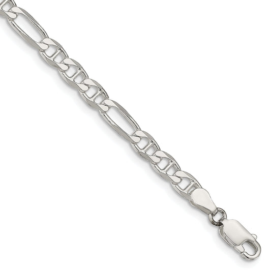 7 Inch Sterling Silver 4.5mm Figaro Anchor Chain Bracelet
