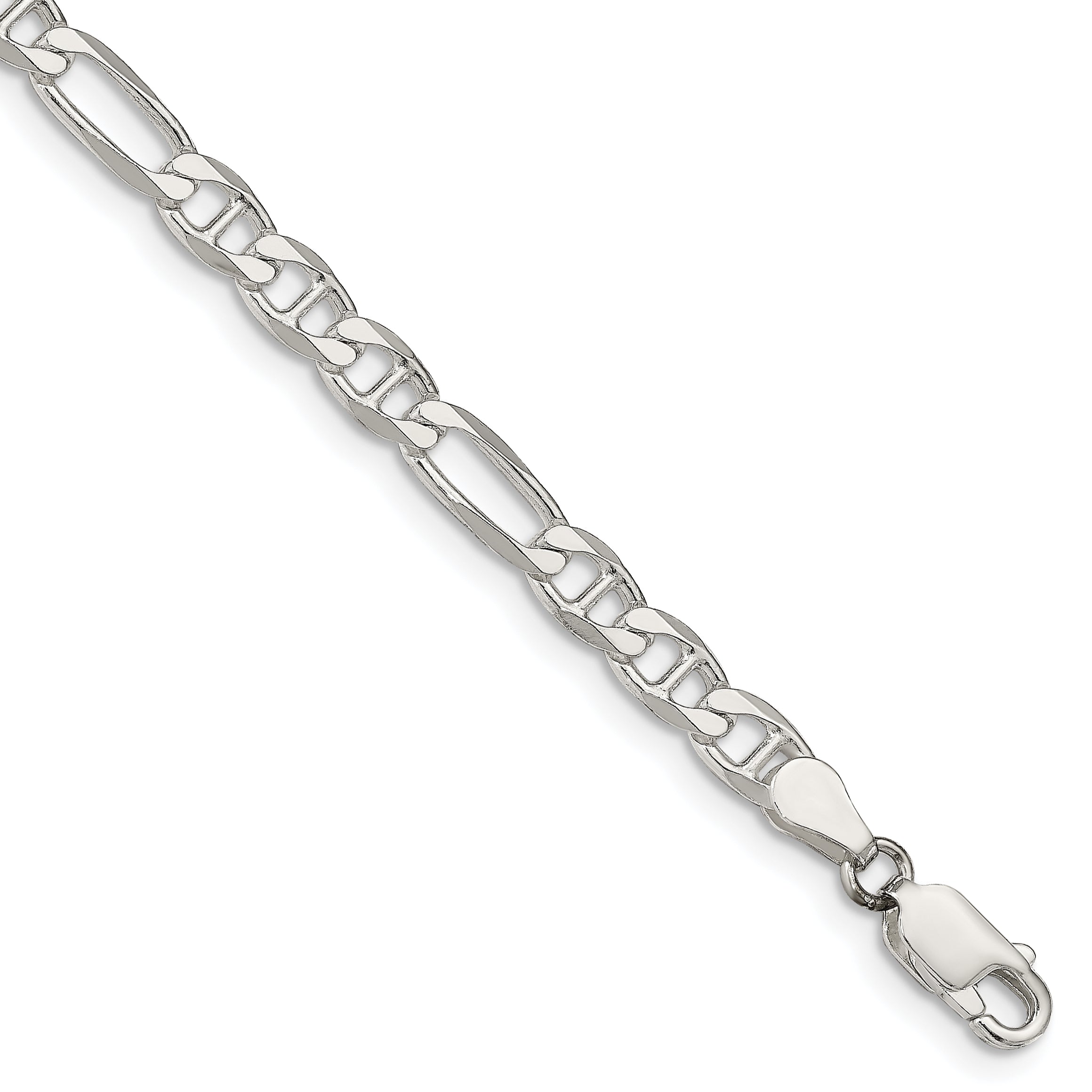 8 Inch Sterling Silver 4.5mm Figaro Anchor Chain Bracelet
