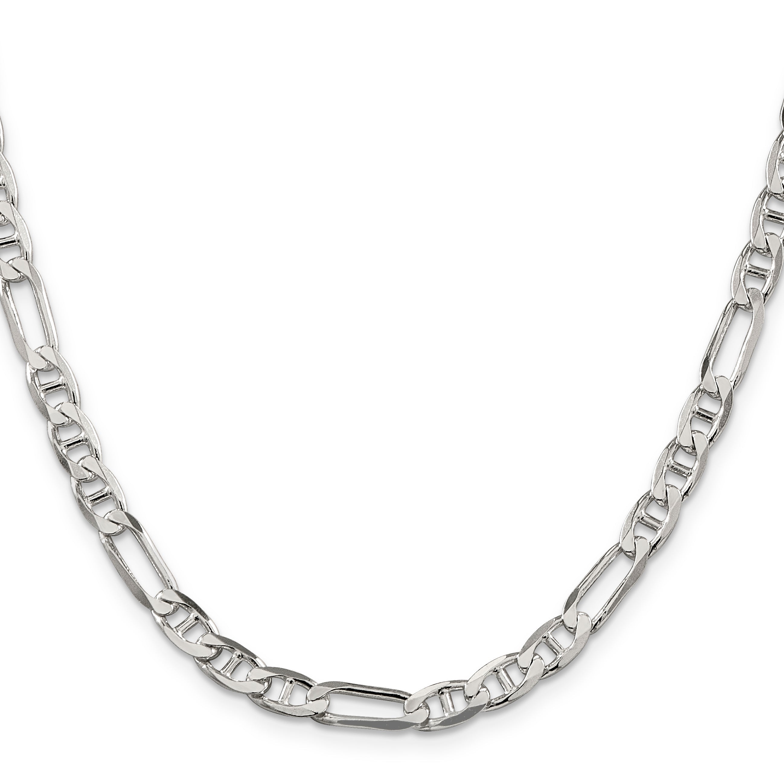 28 Inch Sterling Silver 5.5mm Figaro Anchor Chain Necklace