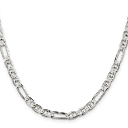 28 Inch Sterling Silver 5.5mm Figaro Anchor Chain Necklace