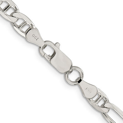 24 Inch Sterling Silver 5.5mm Figaro Anchor Chain Necklace