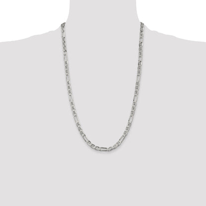 26 Inch Sterling Silver 5.5mm Figaro Anchor Chain Necklace
