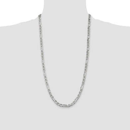 28 Inch Sterling Silver 5.5mm Figaro Anchor Chain Necklace