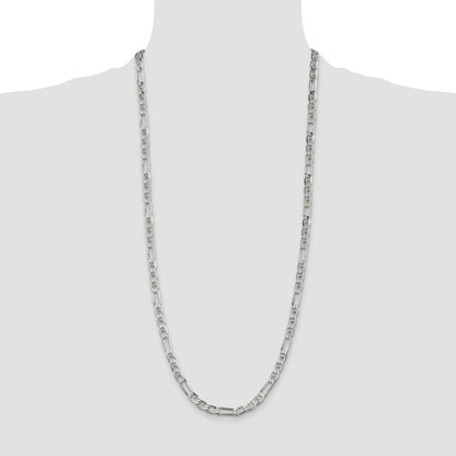30 Inch Sterling Silver 5.5mm Figaro Anchor Chain Necklace
