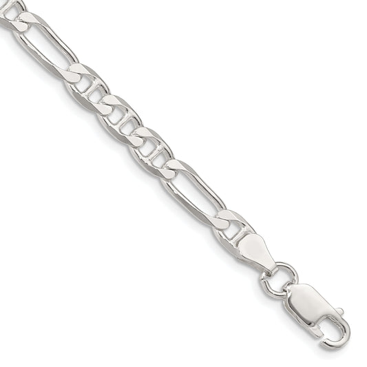 7 Inch Sterling Silver 5.5mm Figaro Anchor Chain Bracelet