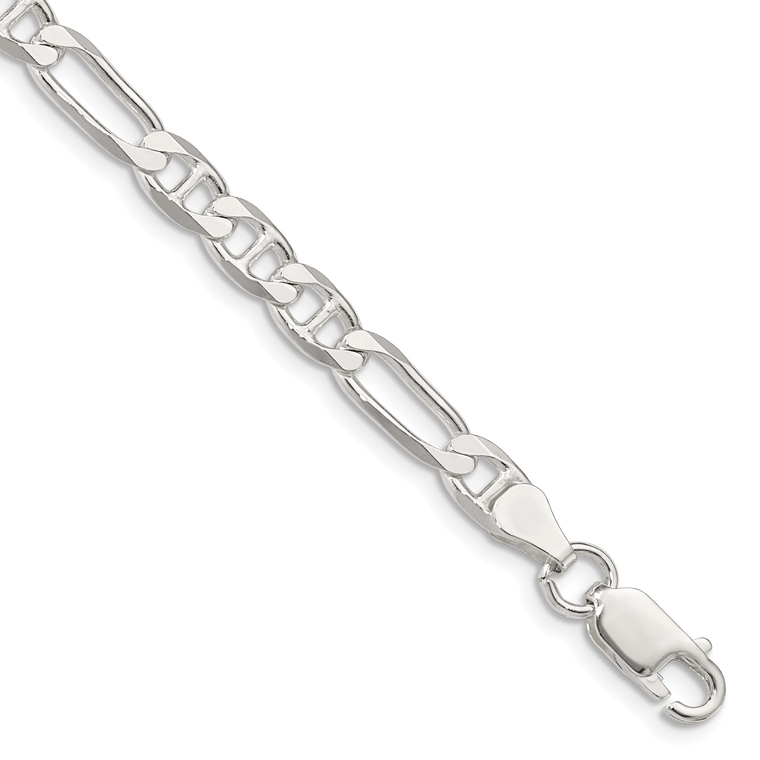8 Inch Sterling Silver 5.5mm Figaro Anchor Chain Bracelet