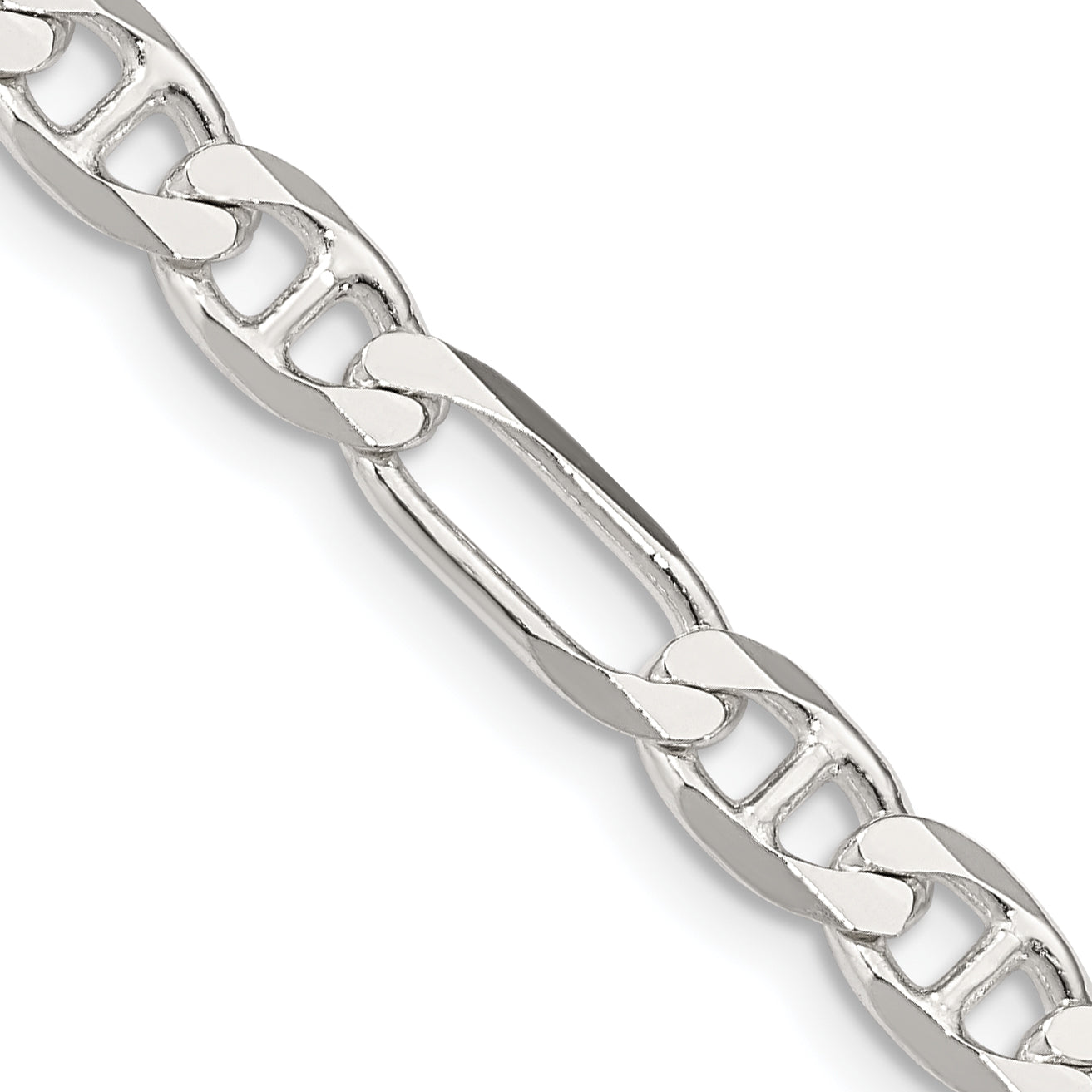 30 Inch Sterling Silver 5.5mm Figaro Anchor Chain Necklace